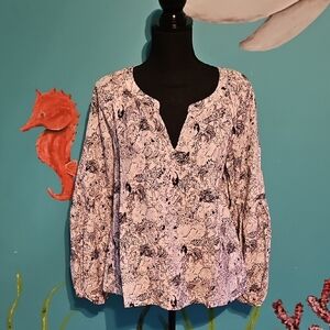 Lilly Pulitzer Black and White Floral Blouse